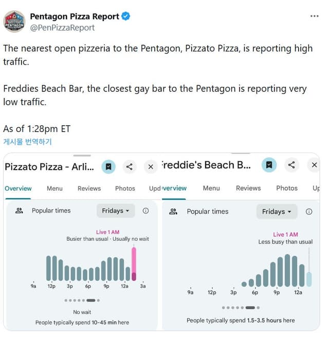 "이번에도 피자는 알고 있었다"…이란 공격 전 주문 폭등, 또 적중한 '펜타곤 피자지수'
