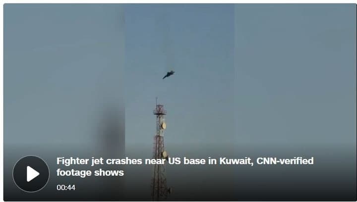 “화염 휩싸인채 빙글빙글” 쿠웨이트서 美 전투기 여러 대 추락…조종사 전원 생존