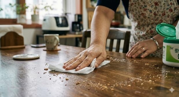 "편해서 매일 썼는데" 물티슈로 식탁 닦지 마세요..."매일 먹던 밥상에 독 쌓일 수도"