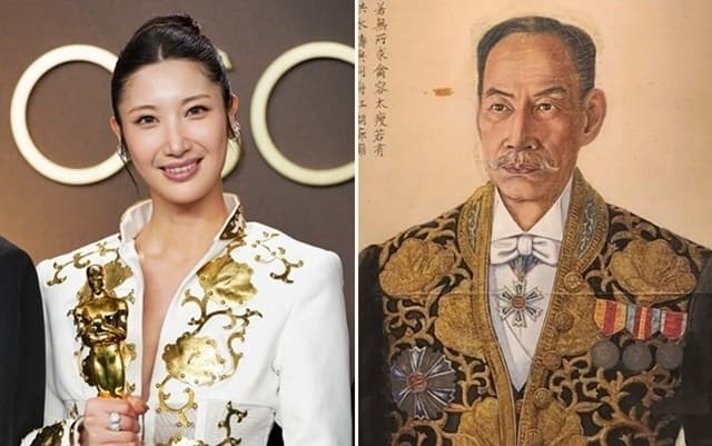 오스카 빛낸 이재 드레스, "대한제국 황실 의상"…무궁화 새겨