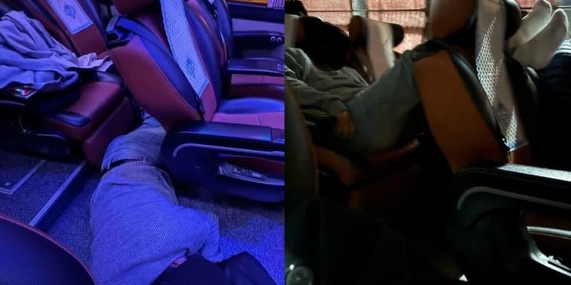 "버스가 안방이냐"…버스 바닥에 누워 코까지 골아 승객들 불편