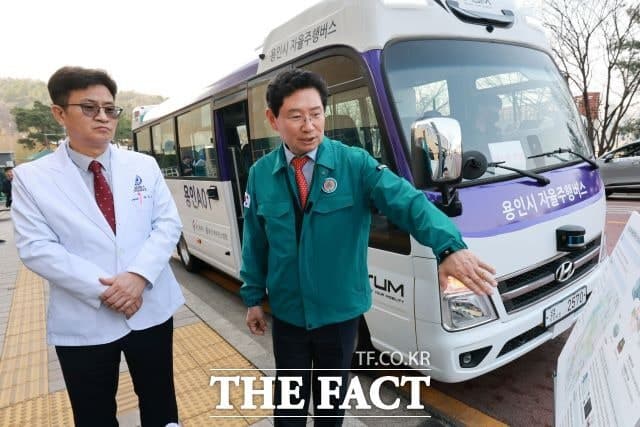 이상일 용인시장, '용인 동백 자율주행자동차 시범사업' 현장 점검 진행