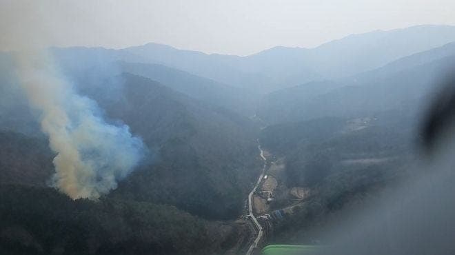영주 소백산 자락 산불, 1시간 30분 만에 진화…대응 1단계 발령