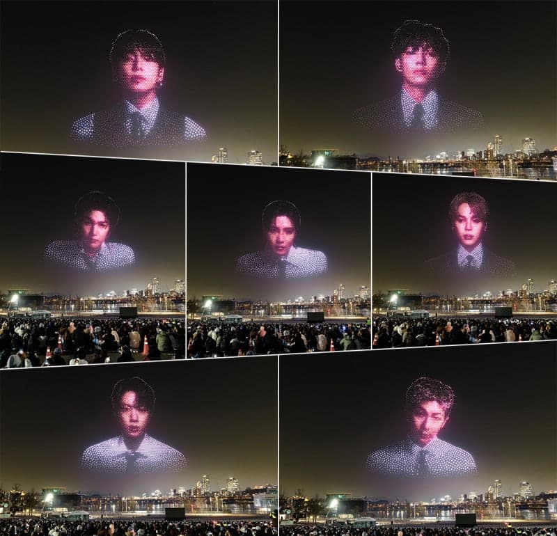 BTS 7인 얼굴이 서울·뉴욕 하늘에…유비파이 드론 2000대로 '아리랑 드론쇼' 성공