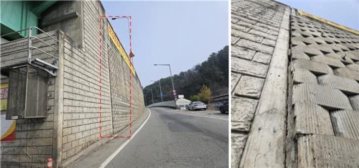대전 천변도시고속화도로 원촌육교 램프 지반침하로 전면 통제, 보강토 옹벽 긴급 보수