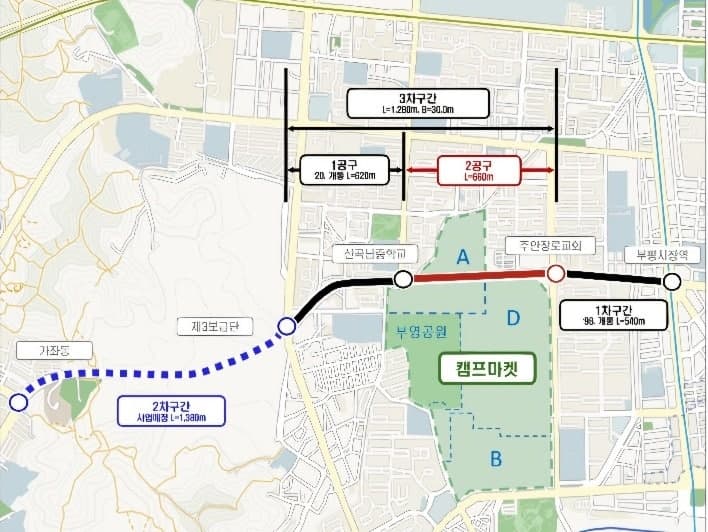 인천 부평동~장고개 도로 28년 만에 개통, 이동시간 15분→5분 단축