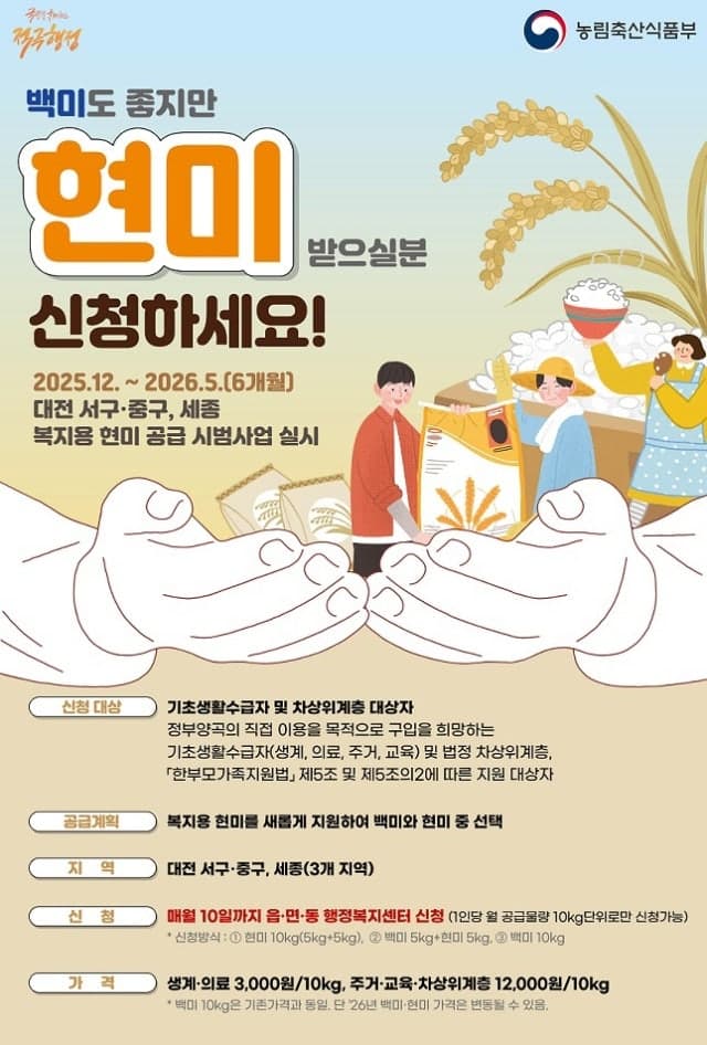 "백미만 주던 복지용 쌀 바뀐다"…정부양곡 복지용 현미 시범공급 '긍정적'