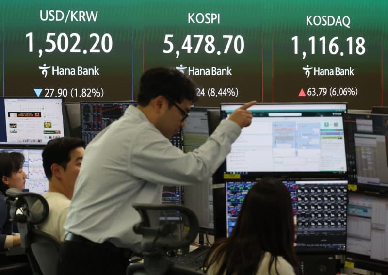 조기 종전 기대감에 코스피 8% 급등하며 5400대 회복…환율 1501.3원으로 떨어져