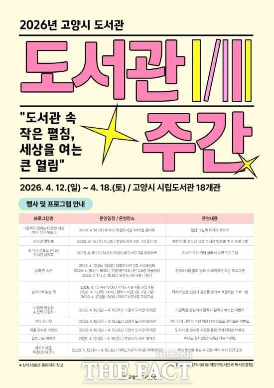 방탈출·음악회·향수 제작까지…고양시, 오감 만족 '도서관 주간' 운영