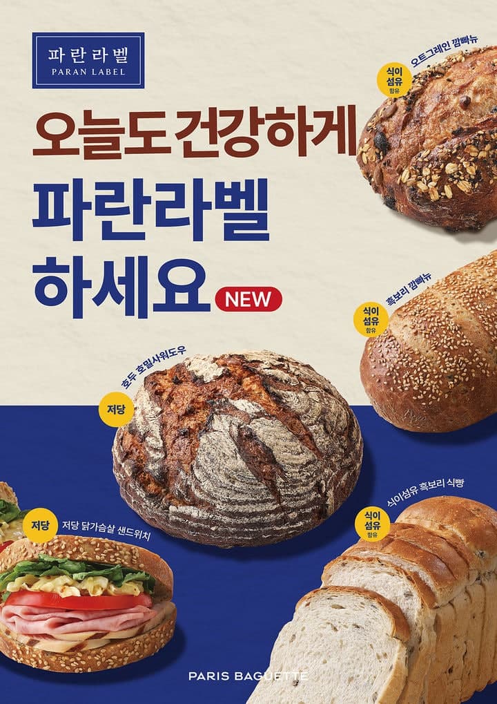"맛과 건강을 동시에" 파리바게뜨 '파란라벨', 호두·귀리로 빵에 건강 더했다