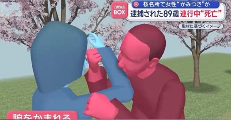 日 벚꽃 명소서 여성 팔 물어뜯은 80대 노인, 연행 중 돌연 사망