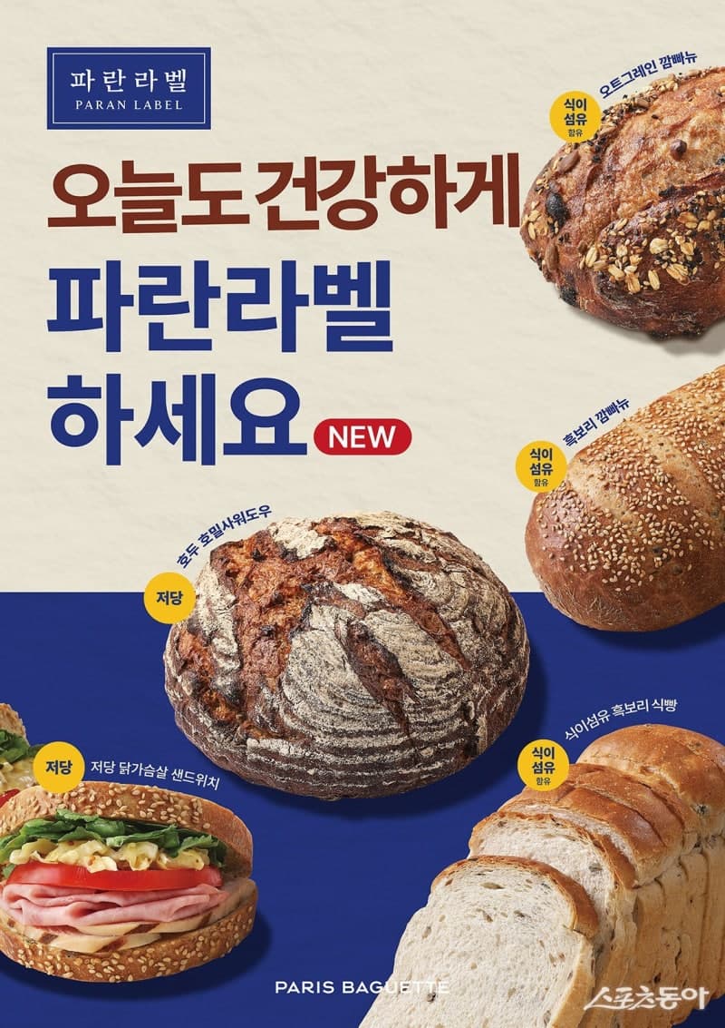 "맛과 건강을 동시에" 파리바게뜨 '파란라벨', 저당·고식이섬유 신제품 라인업 공개