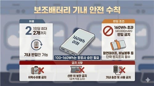 20일부터 기내 보조배터리 2개 제한…충전·사용 금지, 한국 기준 국제표준 채택