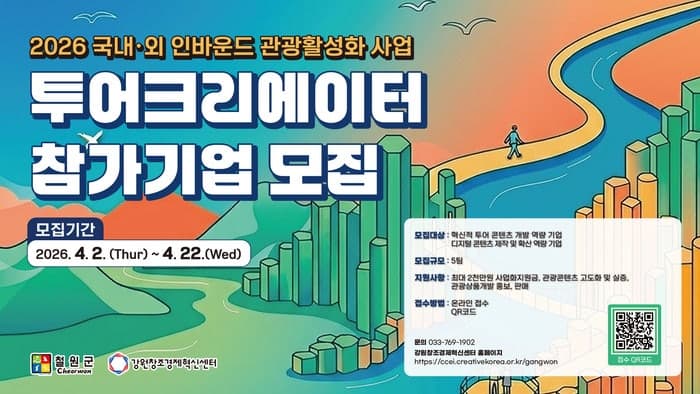철원군-강원혁신센터, '글로벌 관광 활성화' 이끌 투어크리에이터 모집