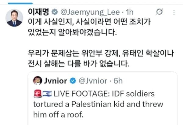 李대통령, 2년 전 이스라엘군 영상에 “전시 살해”...野 “가짜뉴스” “외교 악재”