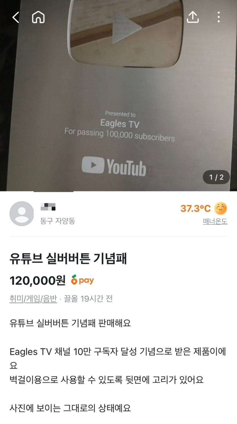 "이거 진짜야?" 한화이글스 유튜브 '실버버튼'이 당근에…구단, 경찰 신고