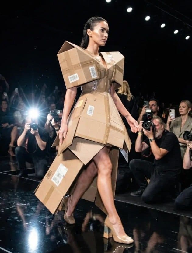 "1320만원 명품 드레스, 연예인도 입었다는데"…화제된 '택배 박스 옷'의 실체는 'AI 이미지'