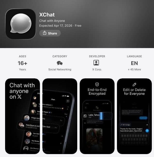 일론 머스크의 X, 메신저 앱 'X챗' 다음주 17일 출시…왓츠앱에 도전장