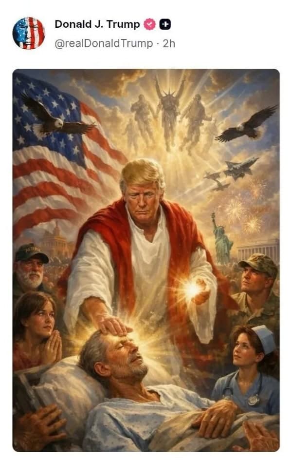 트럼프, '예수 이미지' 비난 쏟아지자 12시간 만에 게시물 삭제