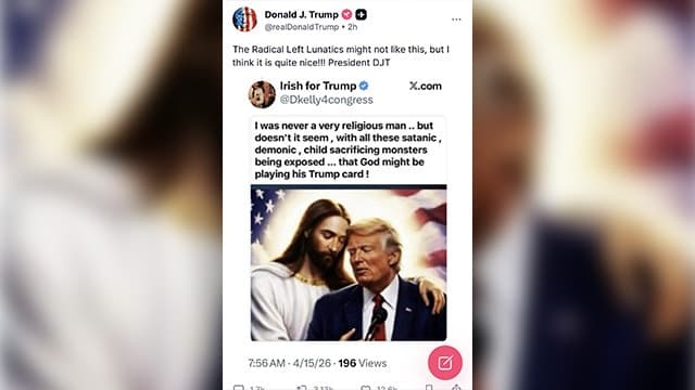 트럼프, 이번엔 예수에 안긴 이미지 SNS에 올려 "꽤 괜찮다고 생각"