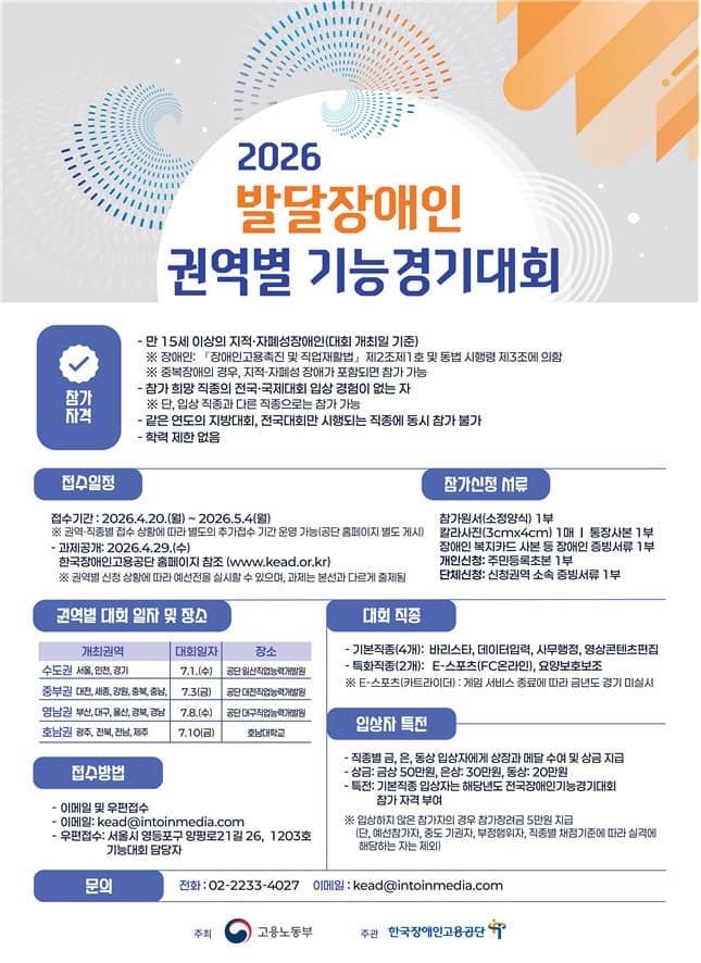 발달장애인 기능 겨룬다…'발달장애인기능대회' 20일 원서 접수