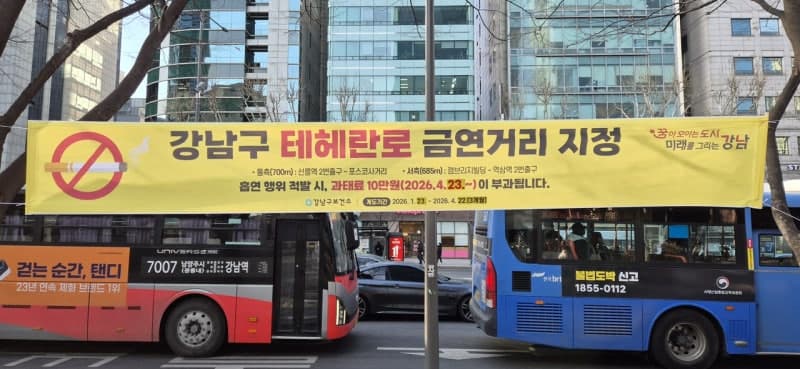 강남 테헤란로, 23일부터 금연거리 단속 시작…전자담배 포함 시 10만원 과태료