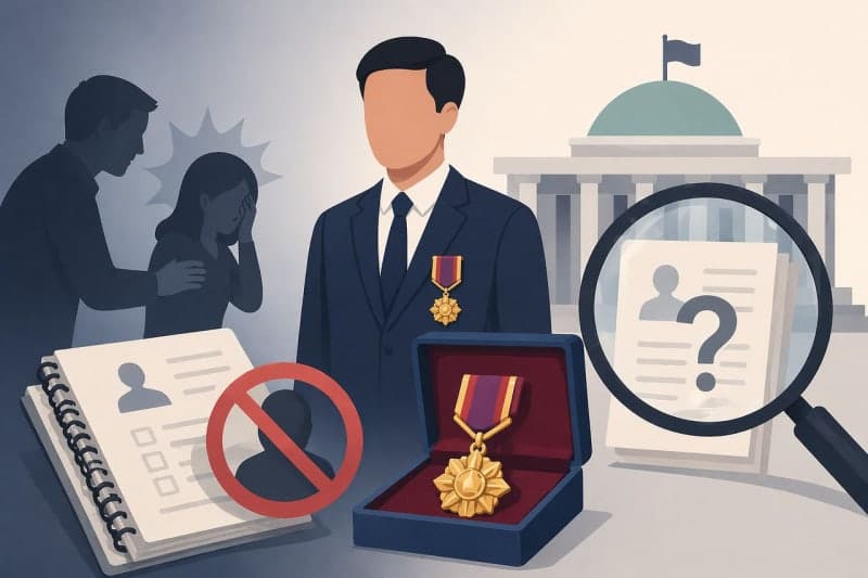 “블루스 춤 추자” 신체 접촉, 성희롱 의혹으로 불명예 사퇴한 인사에 정부 포상 논란