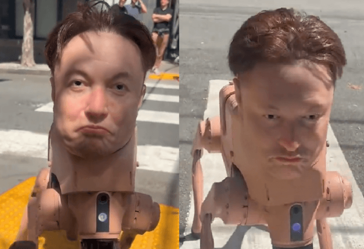 “소름 돋는다” 머스크 얼굴 로봇개 샌프란시스코 활보…온라인 논란