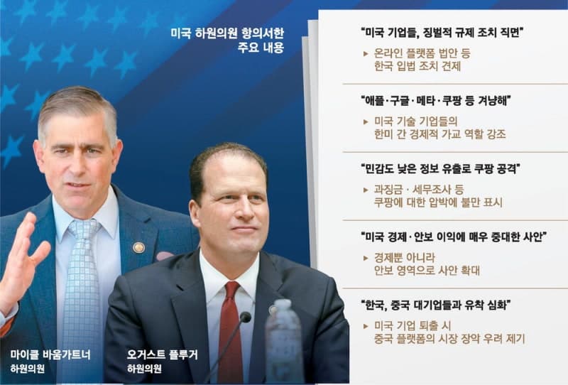 美 하원의원 54명, "한국 정부, 美기업 차별 중단하라" 주미대사에 서한