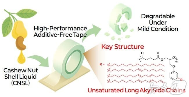 인하대, 버려지는 캐슈넛 껍질로 '스카치 테이프' 대체할 고성능·생분해성 접착제 개발