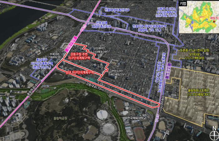 강동대로변 높이규제 100m 완화…성내동 일대 개발 빗장 풀어 “강동 중심지 도약”
