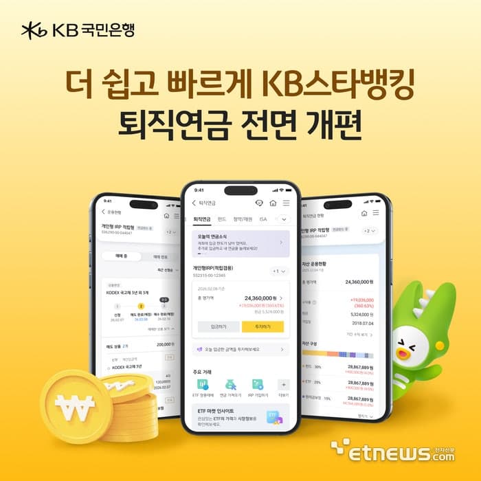 KB국민은행, 퇴직연금 비대면 서비스 개편…"쉽고 빨라졌다"