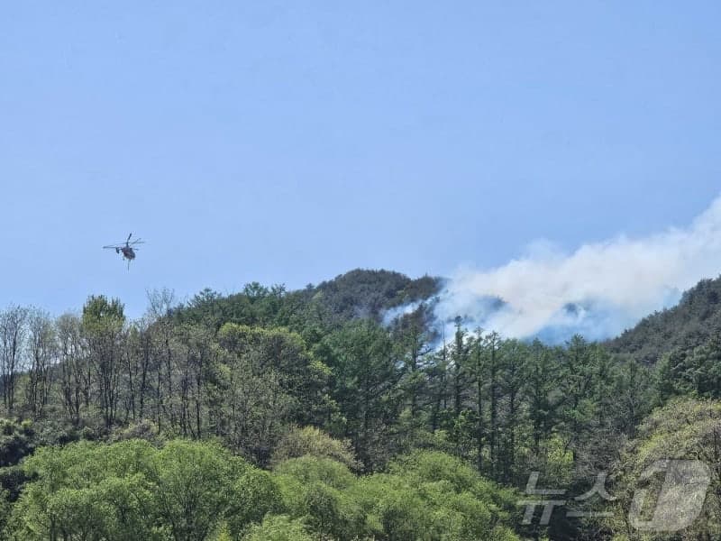 양양 현남면 야산 산불 헬기 9대 투입 1시간 30분 만에 진화