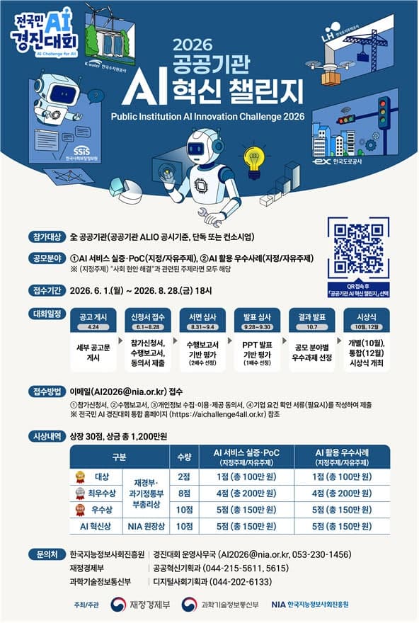 정부, "공공기관 AI 혁신 선도"…'2026 공공기관 AI 혁신 챌린지' 6월 접수 시작