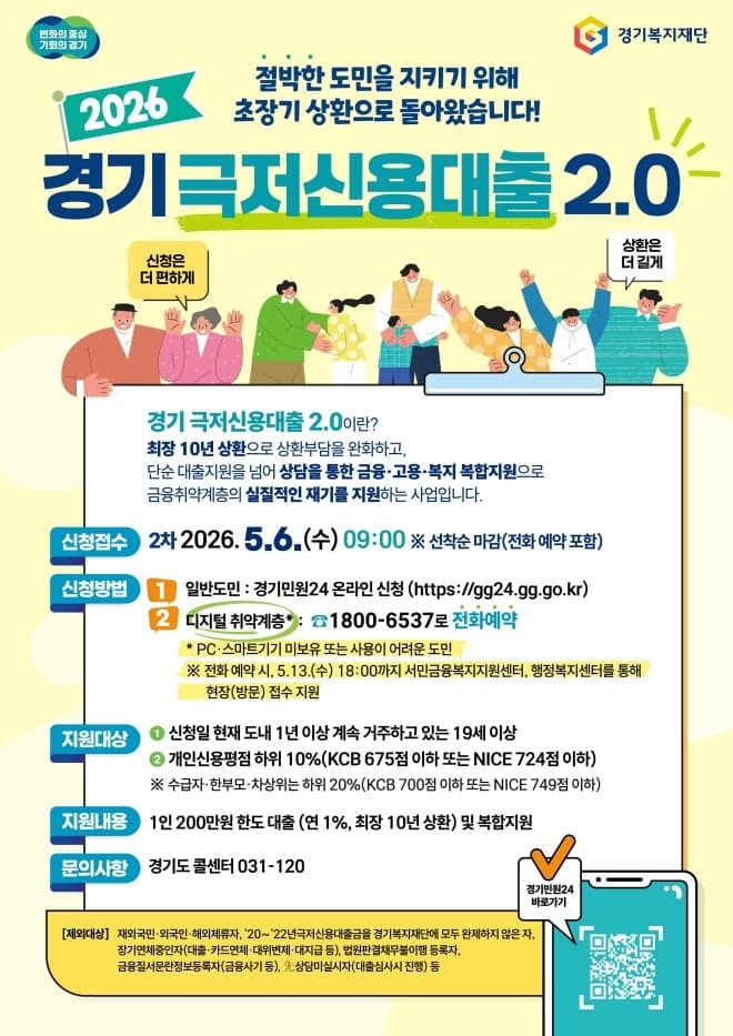 벼랑 끝 단비 '경기 극저신용대출 2.0' 2차 접수, 내달 6일부터 전화 신청도 가능