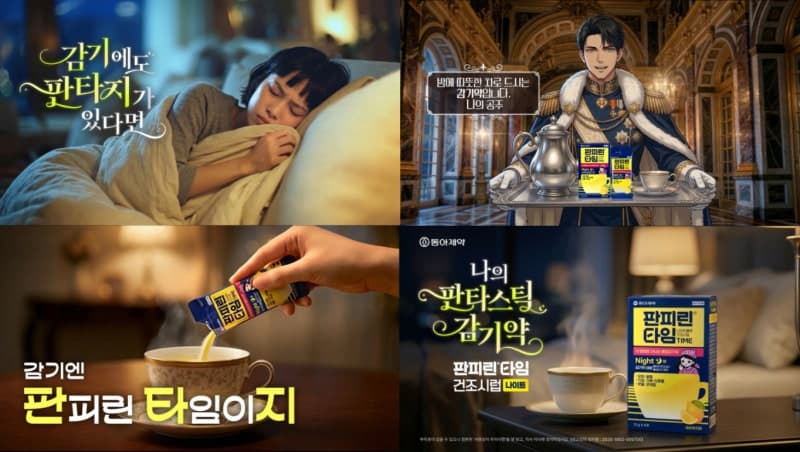 동아제약, AI로 만든 판타지 웹툰 콘셉트 '판피린타임' 광고 공개…"왕자가 건네는 감기약?"