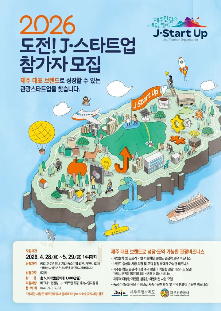 제주관광공사, 제주 관광 바꿀 스타트업 찾는다… '도전! J-스타트업' 9기 모집