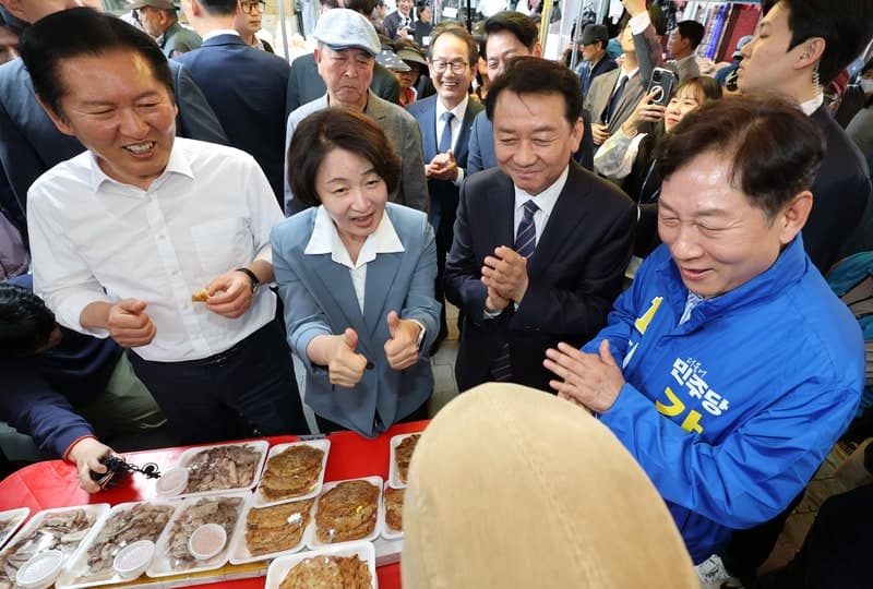 정청래·추미애·이광재, 하남서 '원팀' 총력전…이광재 "하남, 미래·녹색 도시로"