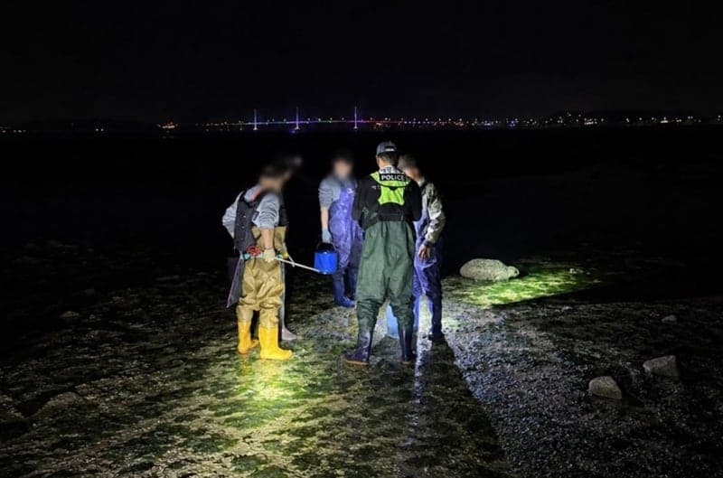 故 이재석 경사 순직한 영흥도 갯벌서 '야간 출입 통제' 무시한 불법 해루질 5명 적발, 과태료 100만원 부과 예정