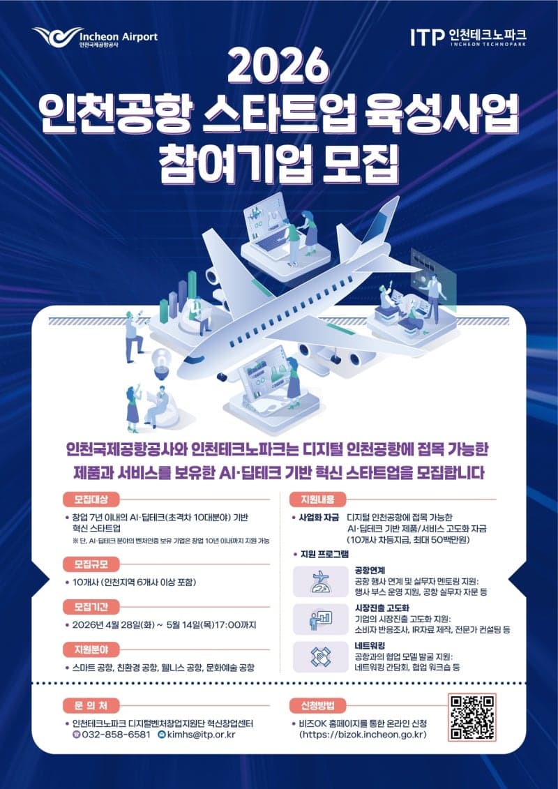 인천공항, "공항에 AI 접목" AI·딥테크 스타트업 10곳에 5억원 지원