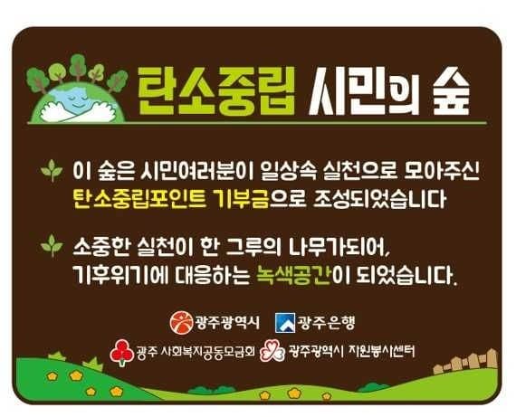 광주시민 기부 탄소포인트로 '660㎡ 탄소 숲' 조성