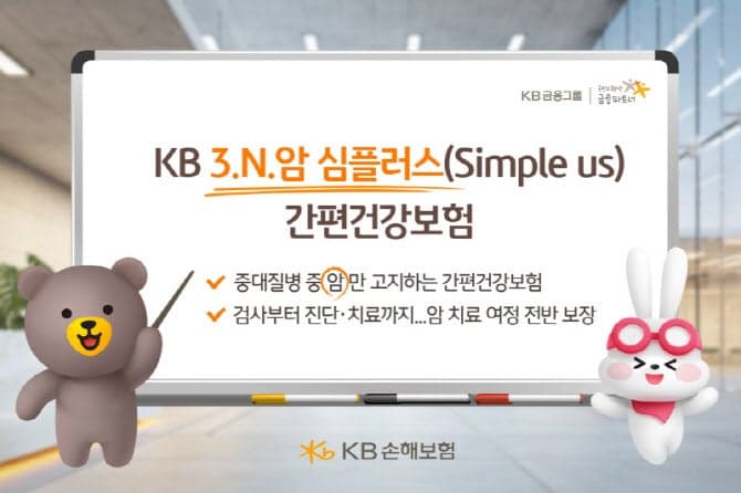 KB손보, 유병자도 가입 가능한 'KB 3.N.암 심플러스 간편건강보험' 출시