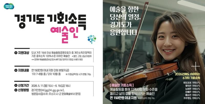 파주시, 11일부터 2026년 '예술인 기회소득' 신청 시작