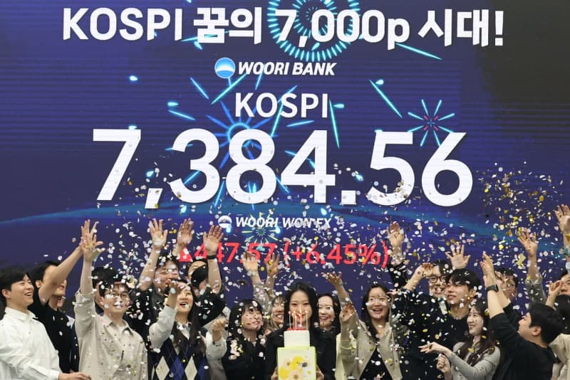 '꿈의 7000피 시대' 열렸다…코스피, 6%대 급등하며 7,384 마감