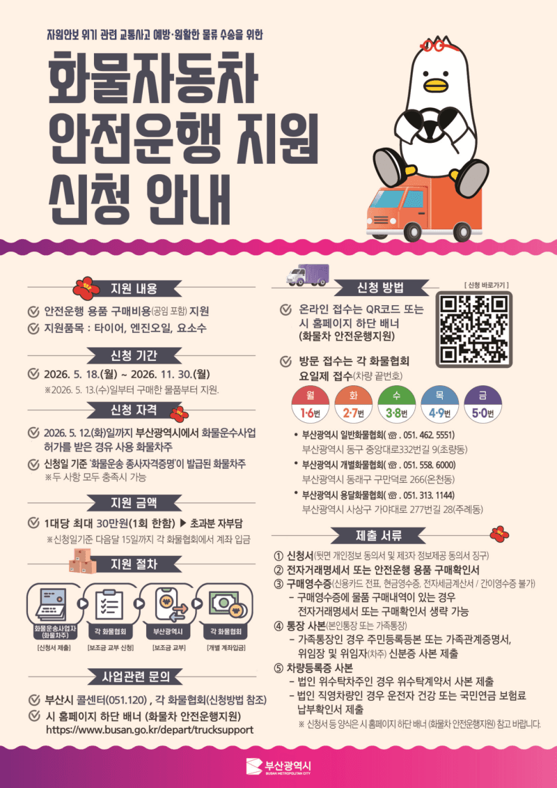 부산시, 고유가에 화물차·마을버스 3만대 '유류비 숨통' 트인다…최대 30만원 지원