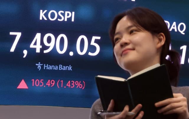 '7천피' 코스피, 사상 최고치 7,490 마감…장중 7,500선 첫 돌파