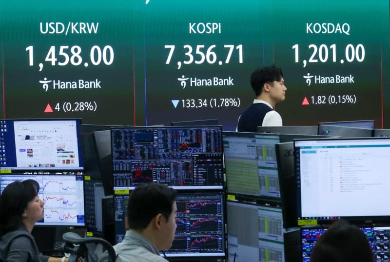미·이란 무력 충돌에 코스피 2% 가까이 후퇴…외국인 순매도 이어져