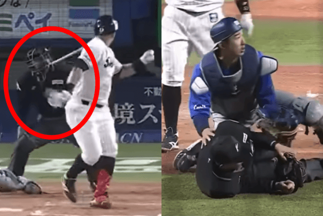 타자가 놓친 방망이에 주심 혼수상태…日, '위험한 스윙' 벌칙 즉각 시행