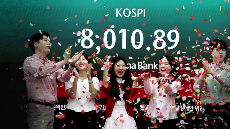 코스피 8000 돌파 후 급락, 외인 매도 폭탄