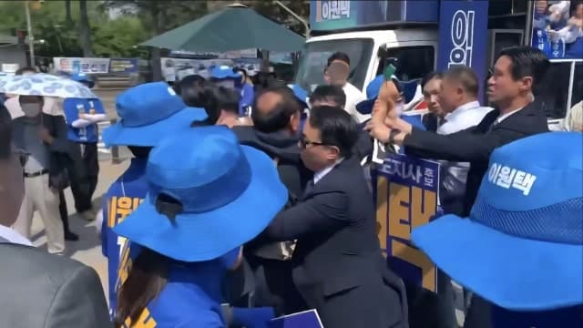 정청래 전북 유세 중 '정청래 OUT' 기습 시위 발생…민주당 "정치 테러" 엄정 수사 촉구